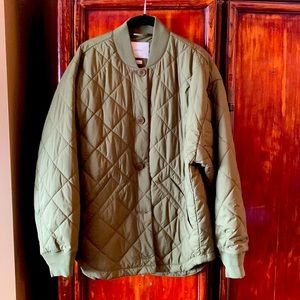 Aritzia Sage Green Quilted Bomber Jacket